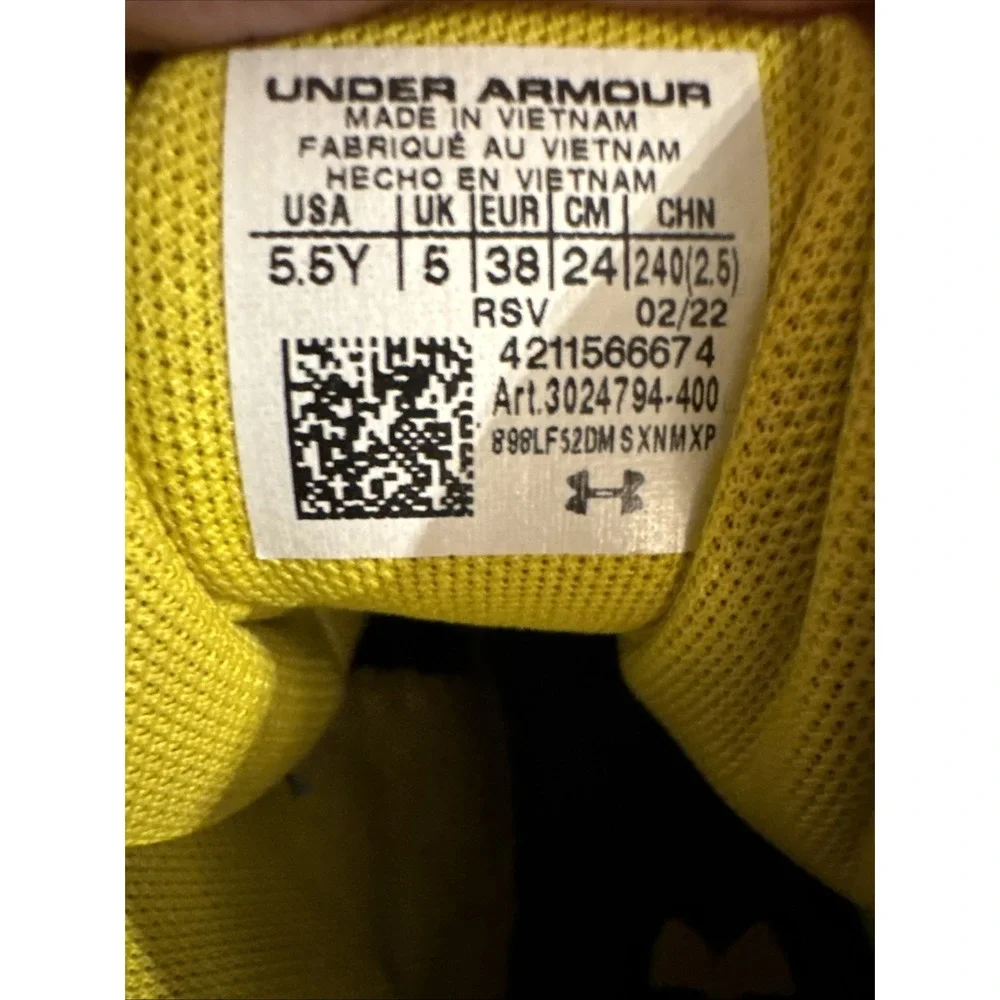 Under Armour Youth Jet 21 3024794-400 Blue/Yellow Basketball Shoes Sneakers5.5 Y